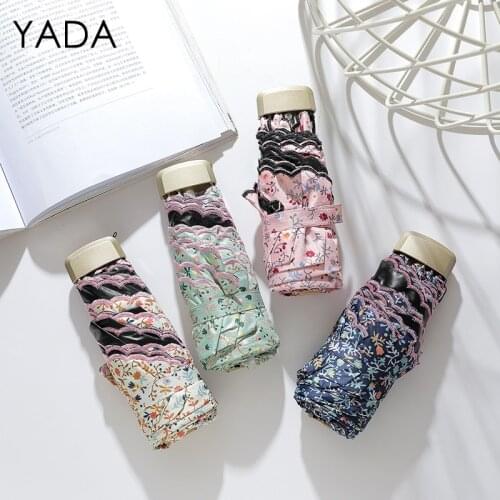 YADA 2021 Pastoral Little Flower Pattern Mini Umbrellas Parasol Folding Umbrellas Rain For Women UV Windproof Umbrella YS200259