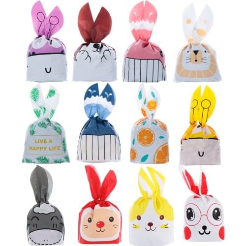 10PCS/Pack Cute Bunny Ear Cookie Bags Package Pocket Event Party Supplies Snack Decoration Easter Rabbit Candy Biscuit Gifts Bag