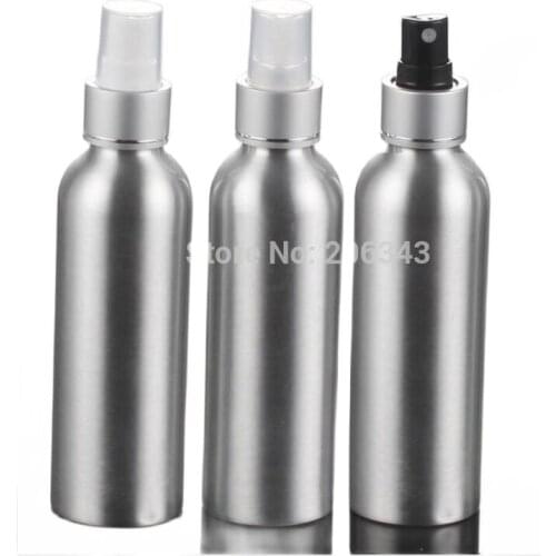 100pcs 150ml Aluminium bottle metal bottle with silver collar white/black/transparent mist sprayer pump