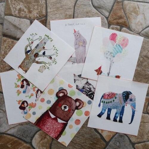 12*12cm mix12pcs cat koala elephant hand dyed cloth dyeing cotton handmade cloth for bag DIY digital printing cloth sewing SL-99