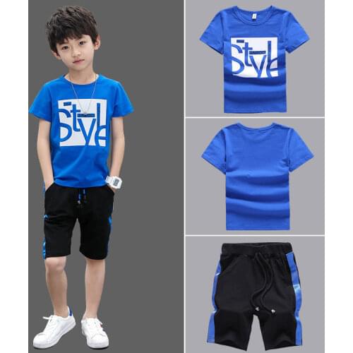 2020 Summer Boy Set Boys Short Sleeve T-Shirt+Shorts Pants Children Sports Suit Kids Boy Clothes Sets 4 5 6 7 8 9 10 11 12 Years