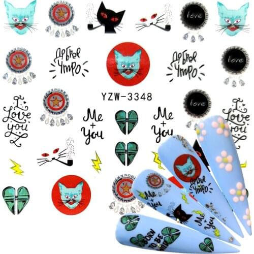 YZWLE 2020 NEW Designs Wolf/vintage/flamingo Noble Necklace Nail Art Water Decals Transfer Sticker Manicure Nail Decoration
