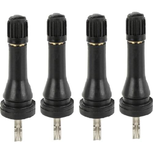 4pcs TPMS Tire Valve Stems Short Black Rubber Tyre Tubeless Snap-in Vavle Wheels ATV Tires Parts