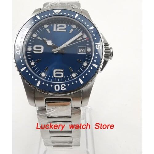 40mm no logo blue dial Luminous saphire glass;blue Ceramic Bezel Automatic movement mens watch-BA84