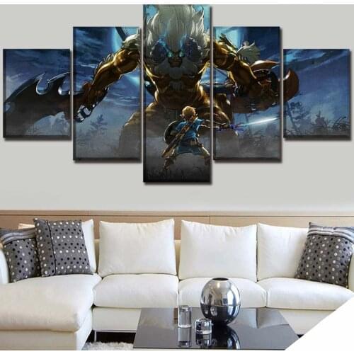 No Framed Canvas Zelda Breath of The Wild Gamer 5Pcs Wall Posters Pictures Paintings Home Decor Accessories Bedroom Decoration