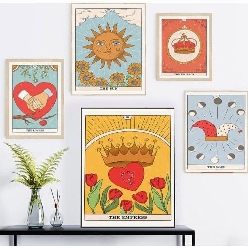 The Lovers Sun Star Empress Tarot Abstract Wall Art Canvas Painting Nordic Posters And Prints Wall Picture For Living Room Decor