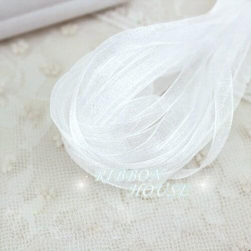 40 meters/lot) 1/4''(6mm) White organza ribbons wholesale gift wrapping Christmas ribbons