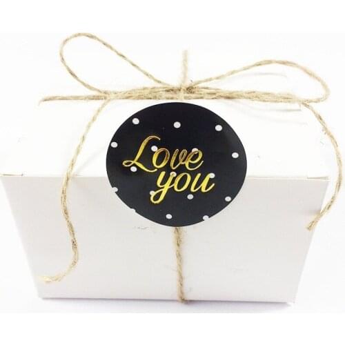 Free shipping 600pcs Round Black White bronzing For Handmade love you Decorative Kraft Paper Stickers