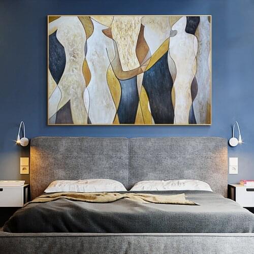 Large Painting Lover Rain Landscape Oil on Canvas Painting Wall Art Posters and Prints Wall Art Picture for Living Room No Frame