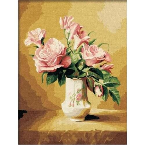Flowers Acrylic DIY Cross Stitch 11CT Embroidery Kits Needlework Craft Set Cotton Thread Printed Canvas Home Decoration Sale