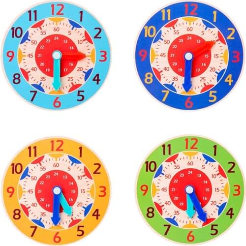 Wooden Montessori colorful clock toy hours, minutes and seconds cognitive early childhood education teaching aids J0632
