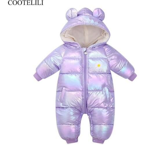 COOTELILI Infant Clothing Fleece Newborn Baby Girls Boys Winter Jacket Baby Romper Jumpsuit Long Sleeve Velvet Outerwear