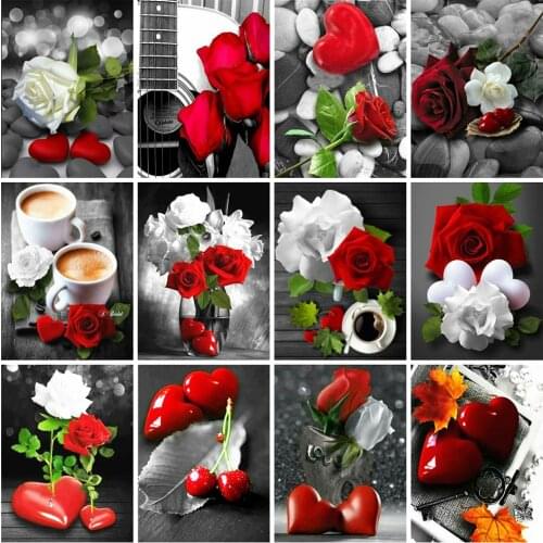 EverShine Diamond Painting landscape Full Square Black And Red Cross Stitch Diamond Mosaic Picture Rhinestones Handmade Gift