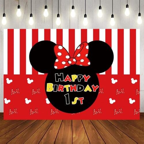 Mickey Minnie Mouse Disney Birthday Backdrop Cartoon Party Pink Girl Decoration Kids Baby Shower Newborn Background Photocall