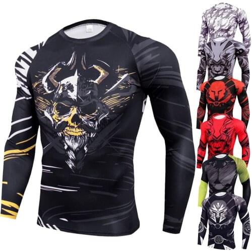 2021 New T Shirt Men, High Quality Compression, Set Head SCultivate Ones Morality Type Quick Drying for Gym and Bodybuilding