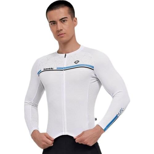 Santic Men Cycling Jersey Long Sleeve 2021 Autumn Breathable Quick Dry Downhill DH MTB Road Bike Jersey Maillot Ciclismo Gray