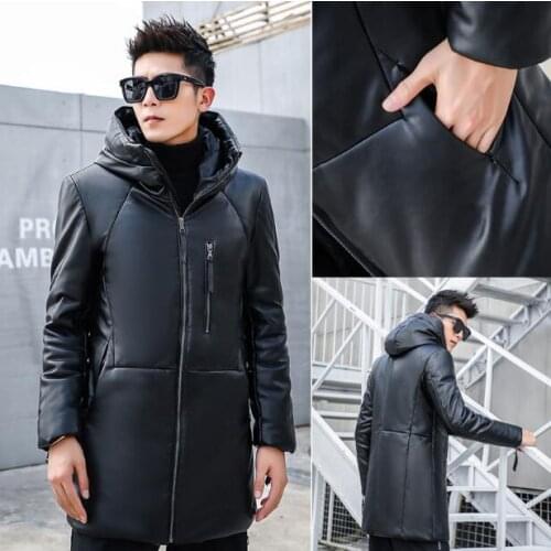 Hot Sale 2019 New Leather Men down jacket Winter Thick Warm Fashion sheep skin Men White duck down Coat