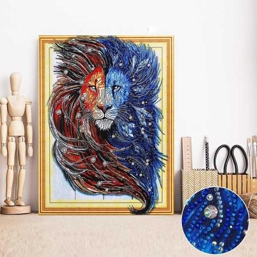 HUACAN Special Shaped Diamond Painting Lion Picture of Rhinestones 5D DIY Diamond Mosaic Animal Home Decor 40x50cm