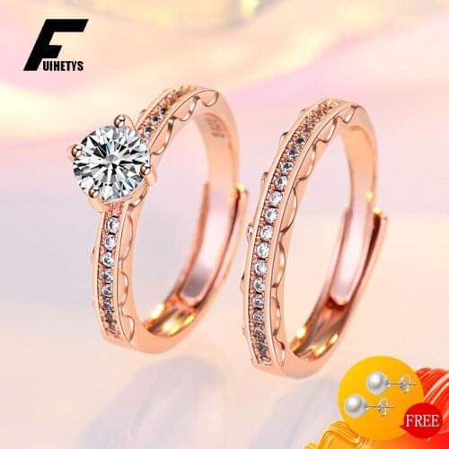 Trendy Rings 925 Silver Jewelry with Zircon Gemstone Accessories Open Finger Ring Set for Women Wedding Promise Party Wholesale