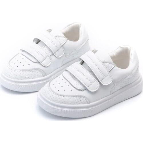 Children Skate Shoes Boys Girls Casual Shoe Breathable Genuine Leather Sneakers Fashion White Shoes Soft Bottom SX495