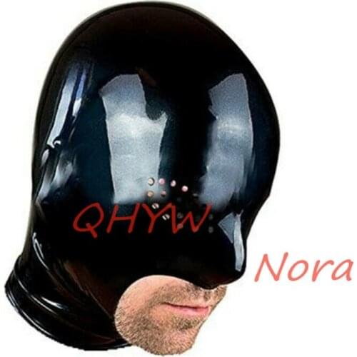 Natural Latex Mask Hood for Men Cosplay Costumes Fetish Cosplay Mask Back Zipper Club Wear