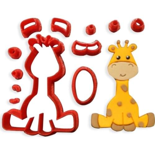 Custom Made 3D Printed Animal Lion Zebra Giraffe Cookie Cutter Set Fondant Cupcake Top For Cake Cutter Stamp Decorating Moulds