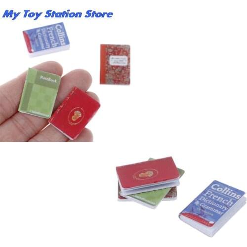 4Pcs 1/12 Mini Book Paper Notebook Children Toys Birthday Gifts Accessories for Doll Miniature Scene Model Dollhouse Accessories