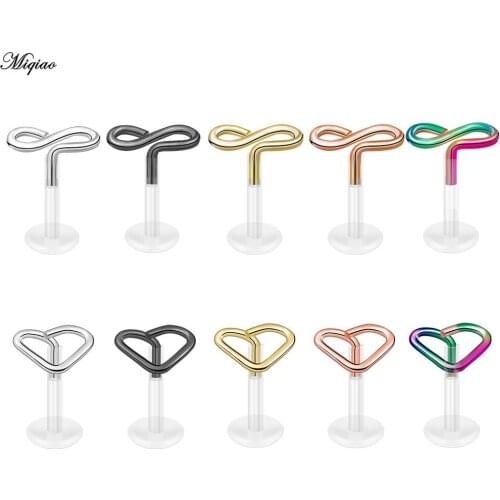 Miqiao 1pcs Stainless Steel Labret Piercing 16G Piercing Stud Labret Stud Lip Ring Clear Earring Stud Piercing Jewelry New