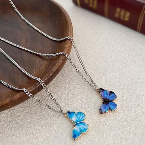 Fashion Jewellery Lovely Butterfly Shaped Gradient Color Couple Bracelet Necklace Best Gifts