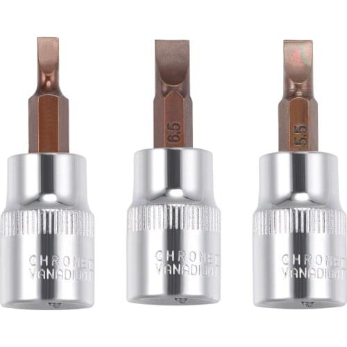 Uxcell 3/8-Inch Drive Bit Socket Set FD4 FD5.5 FD6.5 S2 Steel 48mm Length 3 Pcs