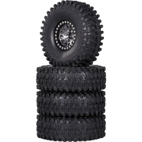 4PCS Metal 1.9 Beadlock Wheel Rim Tires Set for 1/10 RC Crawler Car Axial SCX10 90047 SCX10 III AXI03007