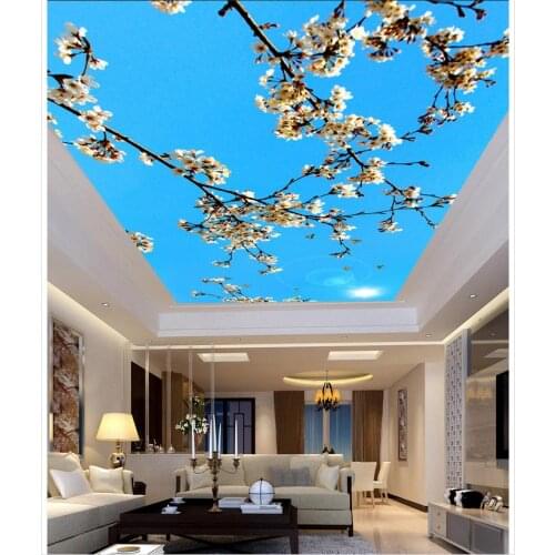 Blue flowers ceiling 3d wallpaper flower ceilings 3d wallpaper modern for living room murals Home Decoration