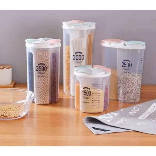 Partition transparent storage box storage tank kitchen storage container household moisture proof sealed can food container