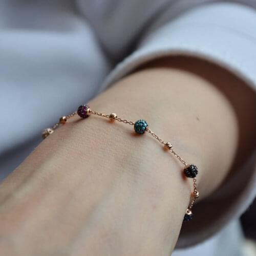 Mix Top Bileklik 925 gümüş zincir Rose