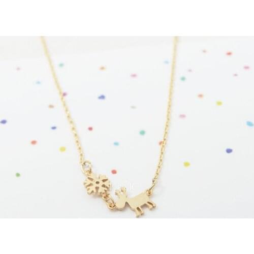 Daisies 1pc Minimalist Jewelry Gold Silver Plated Cute Animal Pendant Necklace Snowflake Deer Statement Necklace Bijoux
