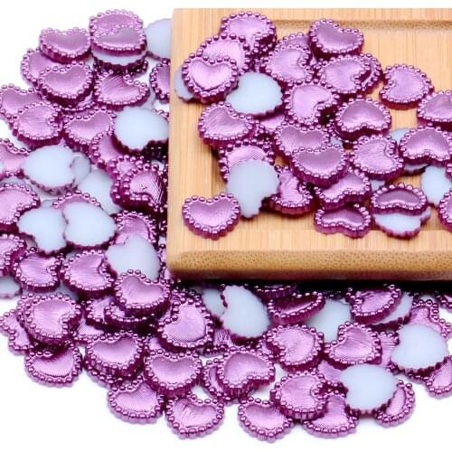 Heart 80pcs 10mm Flatback Half Pearls Rhinestone For Nail Art Cellphone DIY Jewelry Crafts Decorations