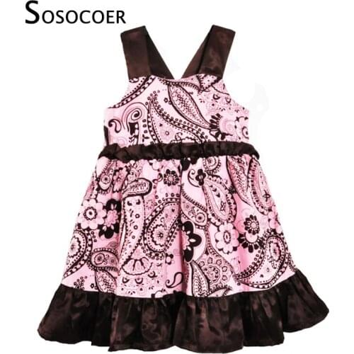 SOSOCOER Kids Girls Dress Summer Flowers Children Dresses For Birthday Party High Quality Toddler Dress For Little Girl Clothes