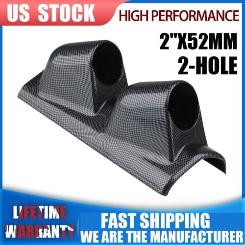 Universal 2" 52mm Left Driver Carbon Fiber A Pillar Pod Dual Hole Gauge Holder