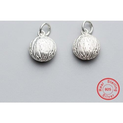 UQBing Hot Sale Solid Sterling Silver 925 Round Texture Charms Pendant For Women Diy Jewelry Making 2019