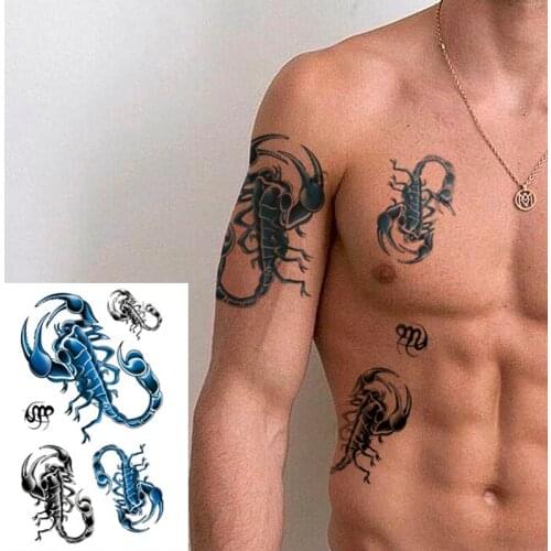 Waterproof Temporary Body Art Arm Shoulder Chest Scorpion Sword Tattoo Sticker Women/Men Hot Sale 14.8*21 Cm
