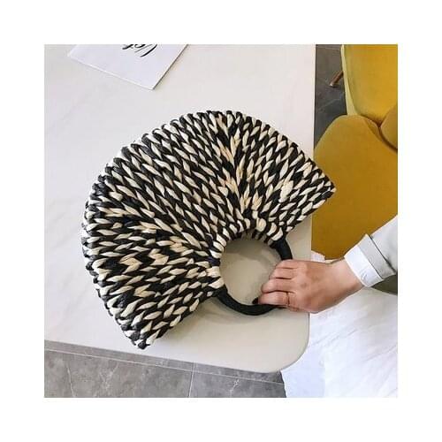 Womens Handmade Woven High Quality Beach Straw Bag Summer Large-Capacity Retro Causal Summer Beach Handbag