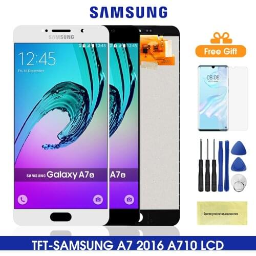 A710 Lcd For Samsung Galaxy A7 2016 A710 LCD Touch Screen Digitizer Replacement For Samsung A710 A7100 A710F A710M Lcds