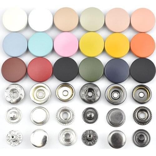 10set/Pack 12mm 15mm 17mm Colorful Metal Press Studs Sewing Button Snap Buttons Fasteners Sewing Leather Craft Clothes Bags