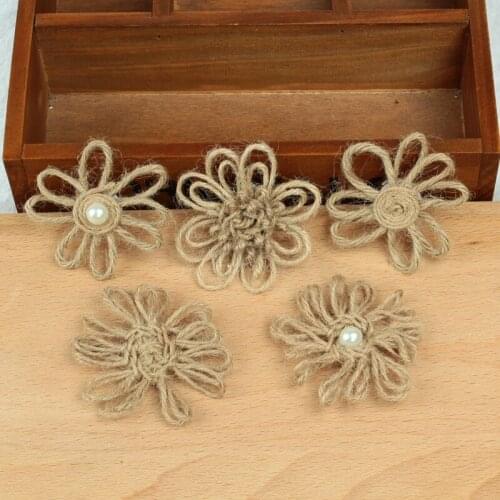 10pcs Handmade Jute Hessian Burlap Flower Hat DIY Craft rustic wedding decor vintage christmas new year wedding decoration