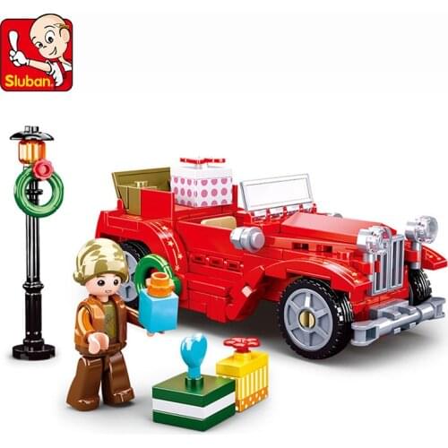 Sluban Winter City Gift Card 153 PCS Bricks Building Blocks Luxury Cars Educational Toys Assembly Accessories For Cities Model