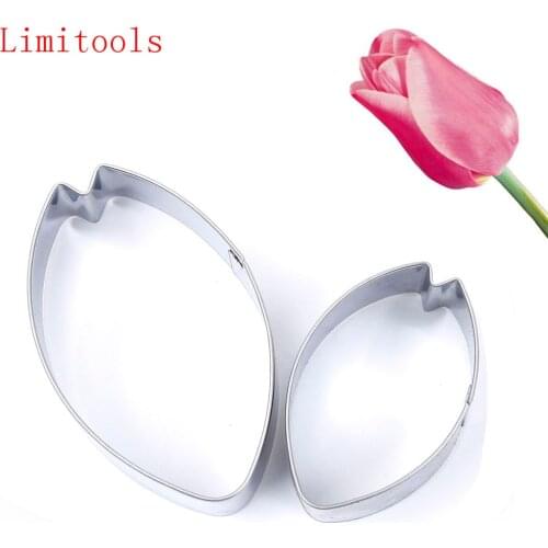 2pcs/set Tulip Petal Flower Cookie Cutter Cake Decorating Tools Fondant Cupcake Mold Biscuit Cutter Baking Cookie Tools