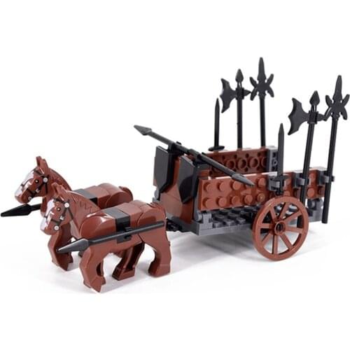 2021 City Middle Ages Ancient Rome Knight War Horse Reload Assault Chariot Building Blocks Bricks Kids Toys