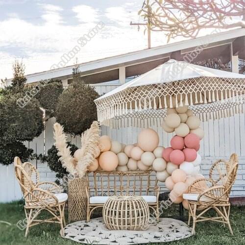 66pcs Doubled Cream Peach Wedding Birthday Party Background Baby Shower Retro Pink Anniversary Holidays Dinner Balloon Garland
