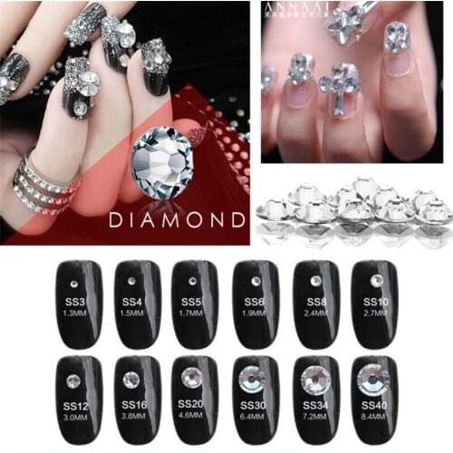 Glitter Rhinestones Crystal AB SS3-SS40 12Sizes Non Hot Fix FlatBack Strass Crystal DIY Sewing Fabric Garment Nail Art Stones
