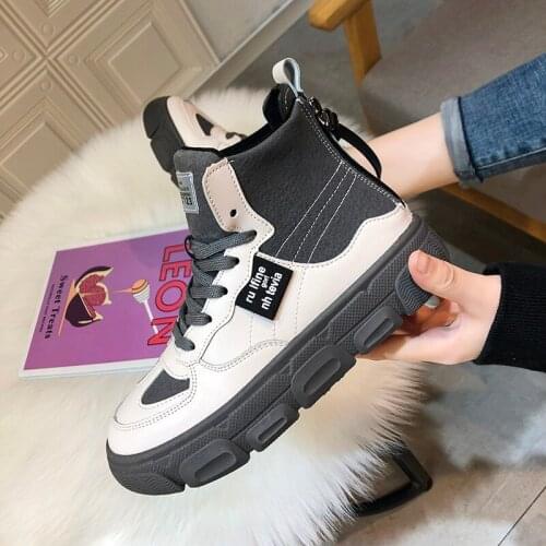 Short Boots Women Winter Plush Keep Warm Fashion Thick Bottom Round Toe Platform Lace Flock Leisure Women Ankle Boots U13-02